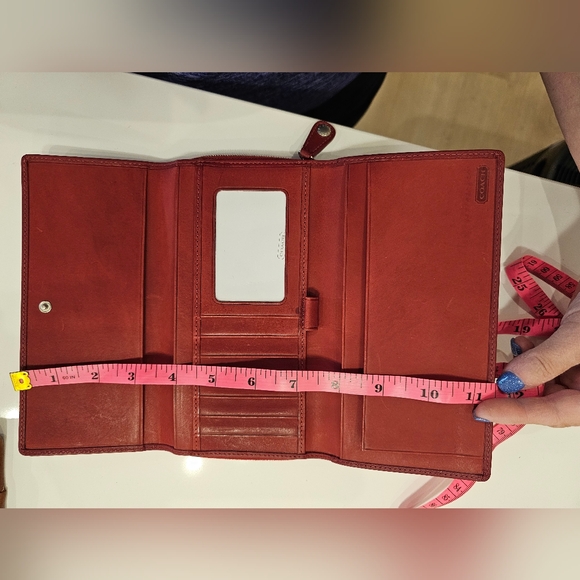 NWOT COACH Tri-fold Burgundy Wallet with Zip around section. - Picture 6 of 7